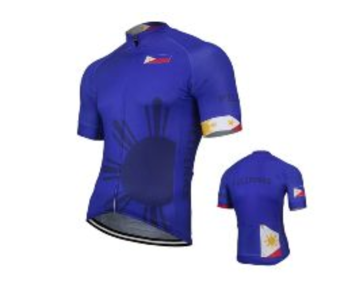 Full Zip Coolmax Polyester Cycling Jersey Philippine Flag Design Small For Men - Blue - Zoom Image 3