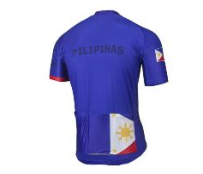 Full Zip Coolmax Polyester Cycling Jersey Philippine Flag Design Double Extra Large For Men - Blue - Zoom Image 2