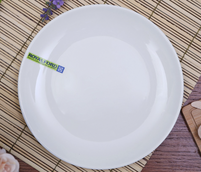 Royalford RF7991 8-inch Porcelain Ware Dinner Plate - White - Zoom Image 1