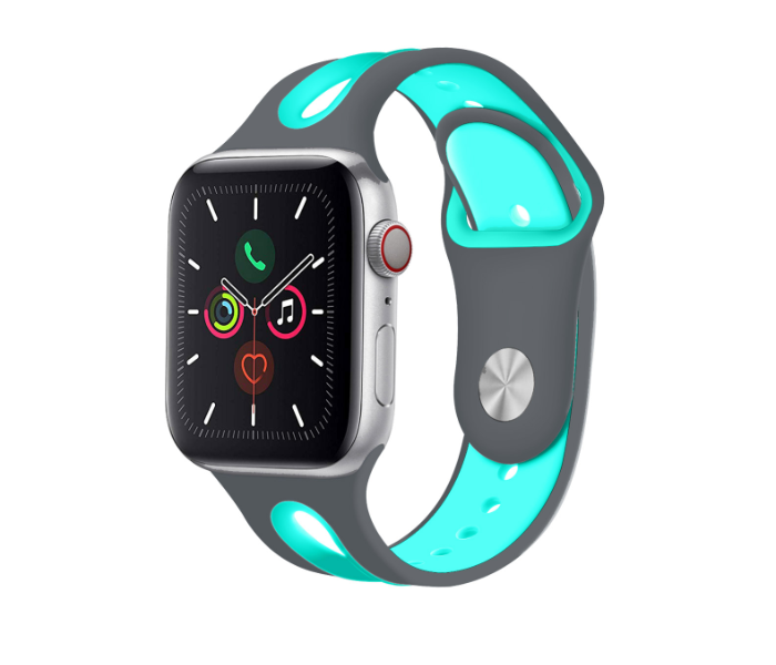 Promate HIPSTER-38SM 38mm Silicone Watch Strap for Apple Watch Series - Grey and Turquoise - Zoom Image 2