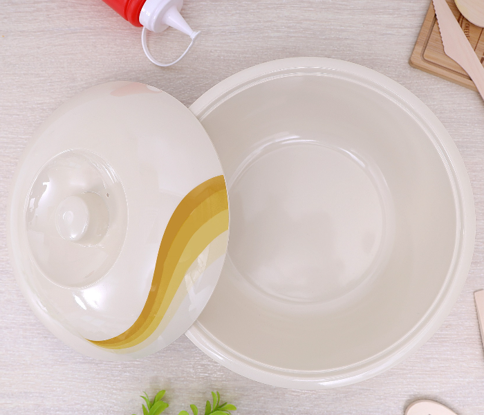 Royalford RF8052 9-inch Melamine Ware Super Rays Bowl with Lid - Ivory & Yellow - Zoom Image 2