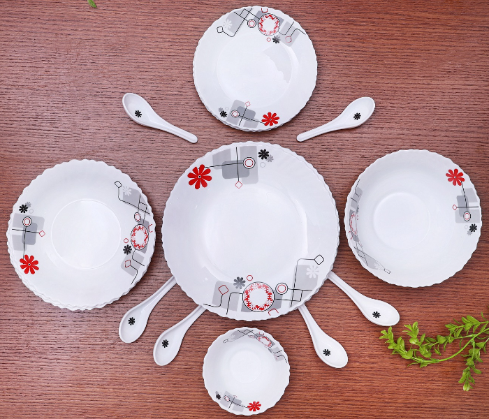 Royalford RF8983 33 Pieces Opal Ware Dinner Set - White - Zoom Image 1