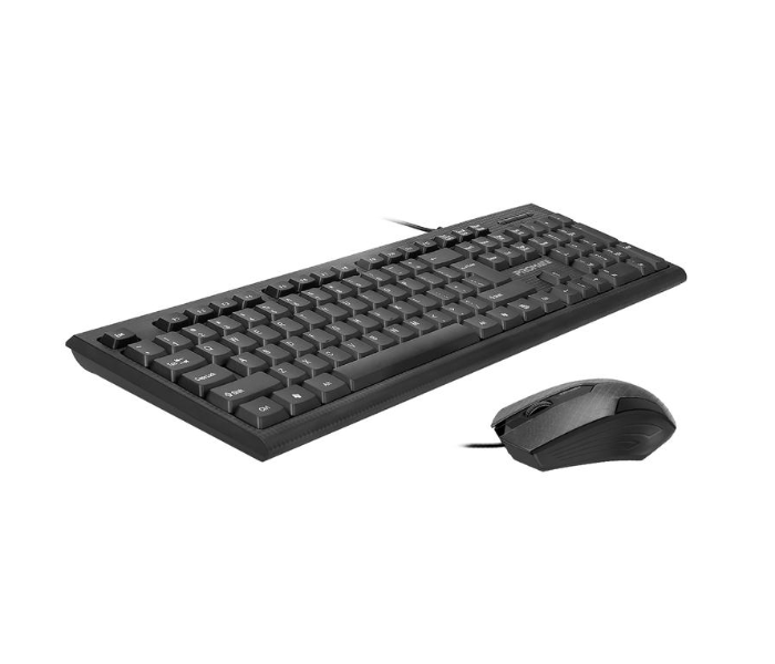 Promate Combo-KM1 Ergonomic Wired USB Full-Size Keyboard and Mouse Combo - Black - Zoom Image 1