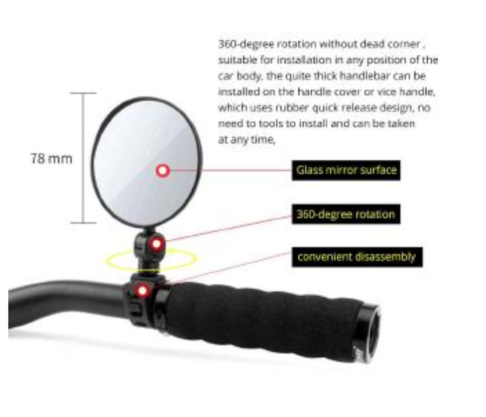 Side Mirror for Bicycle and E-Scooter - Black - Zoom Image 5