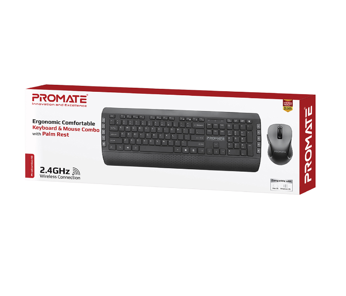 Promate English Wireless Keyboard and Mouse Combo - Black - Zoom Image 7