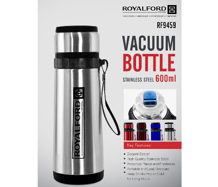 Royalford RF9459 600ml Stainless Steel Vacuum Bottle - Silver - Zoom Image 4