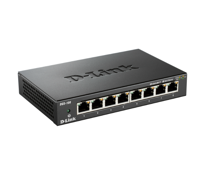 D Link DGS 108 8 Port Gigabit Desktop Switch - Black - Zoom Image 2