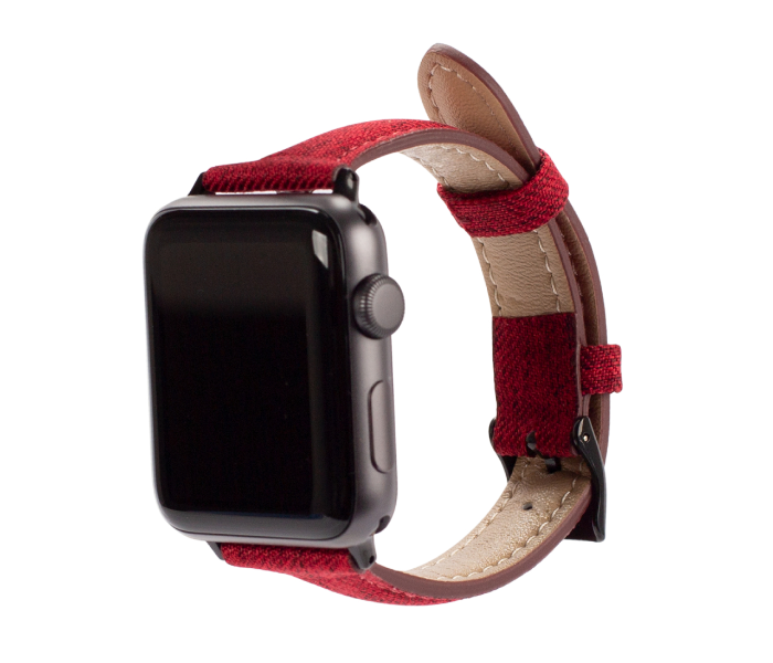 Promate TARTAN-38ML 38mm Canvas Watch Strap for Apple Watch Series - Maroon - Zoom Image 2