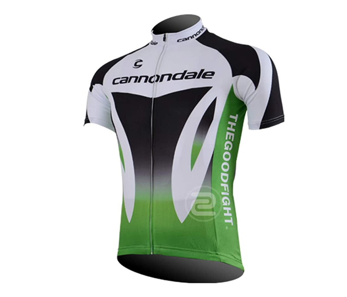 Cycling Large Jersey Full Zip Coolmax Polyester Cannondale Green Design - Black and White - Zoom Image 1