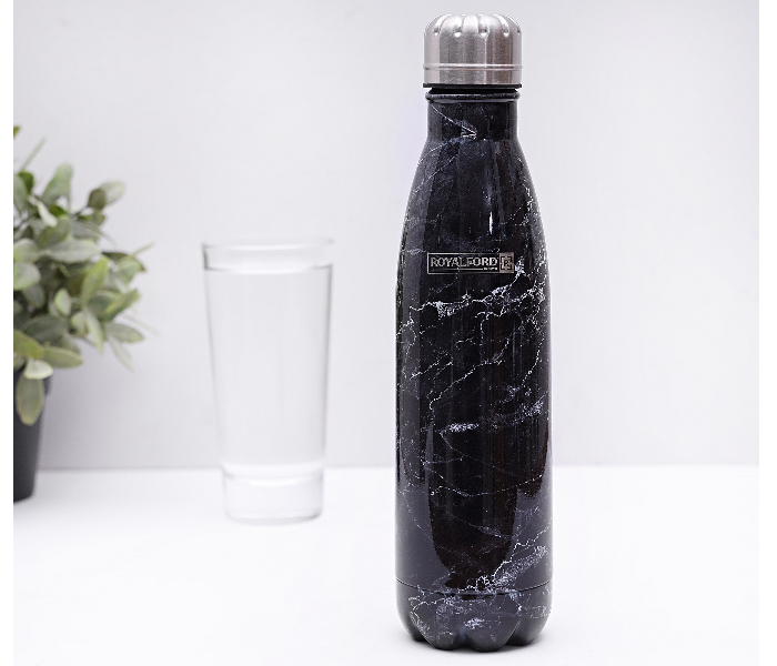 Royalford RF9476 500ml Stainless Steel Marble Design Vacuum Bottle - Black - Zoom Image 2