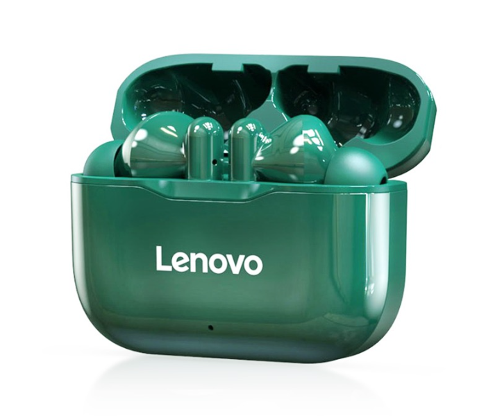 Lenovo LP1 TWS Wireless Earphone Bluetooth 5.0 Dual Stereo Earbuds With Mic A Touch Control Long Standby 300mAH IPX4 Water Proof Headset Noise Reduction Charging Case - Green - Zoom Image 1