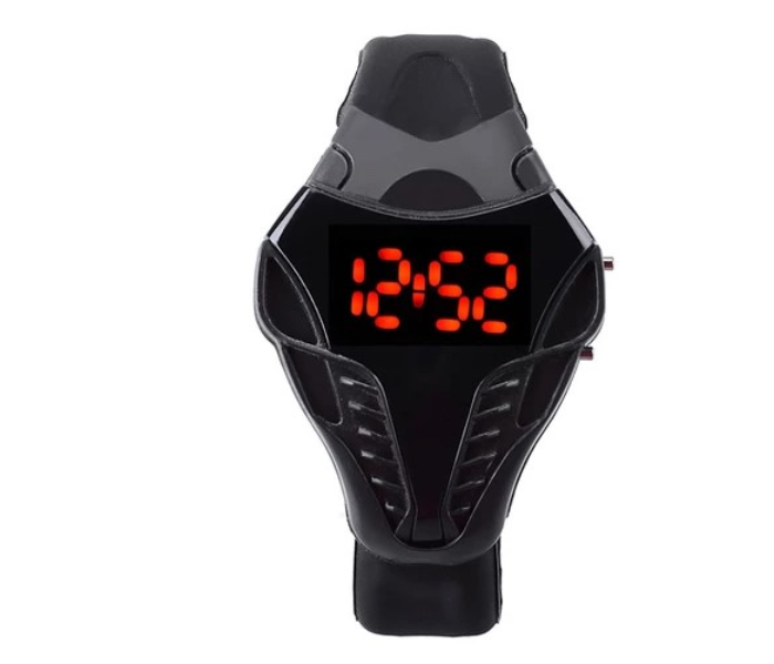 DGO Cobra Shape LED Silicone Band Wrist Watch - Black - Zoom Image