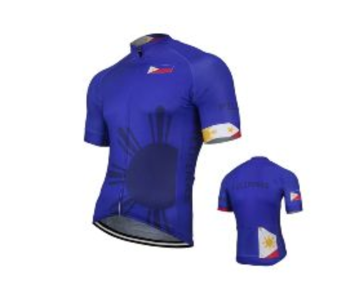 Full Zip Coolmax Polyester Cycling Jersey Philippine Flag Design Extra Large For Men - Blue - Zoom Image 3