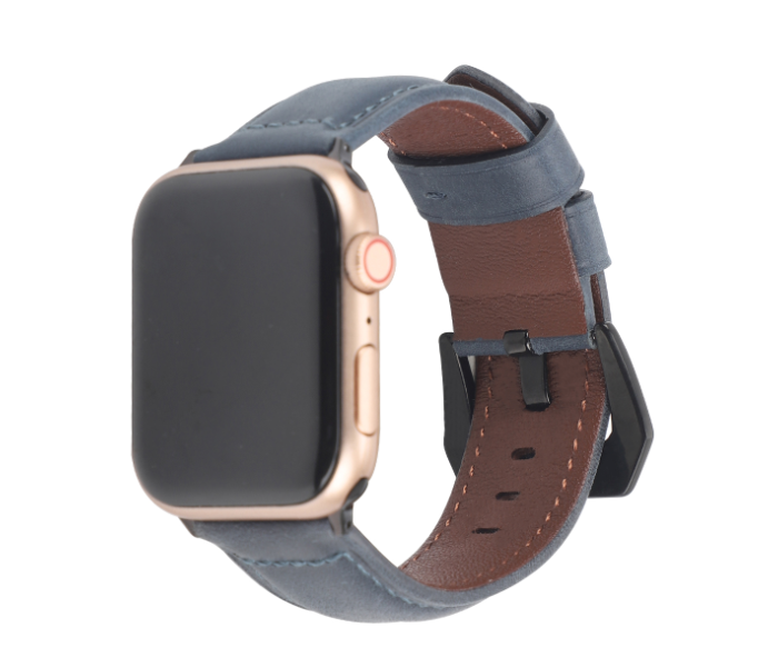 Promate Stitch-42ML 42mm Leather Watch Strap for Apple Watch Series - Blue - Zoom Image 1