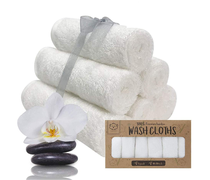 KeaBabies Soft Organic Bamboo Washcloths Towel - White - Zoom Image