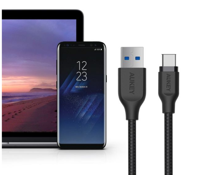 Aukey 1.2 Meter Aluminum Head USB Type C Braided Cable - Black - Zoom Image 5