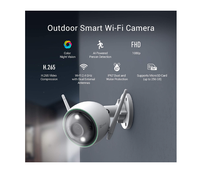 EZVIZ by Hikvision CS-C3N-A0-3H2WFRL 2.8mm Outdoor Smart WiFi Camera - White - Zoom Image 2