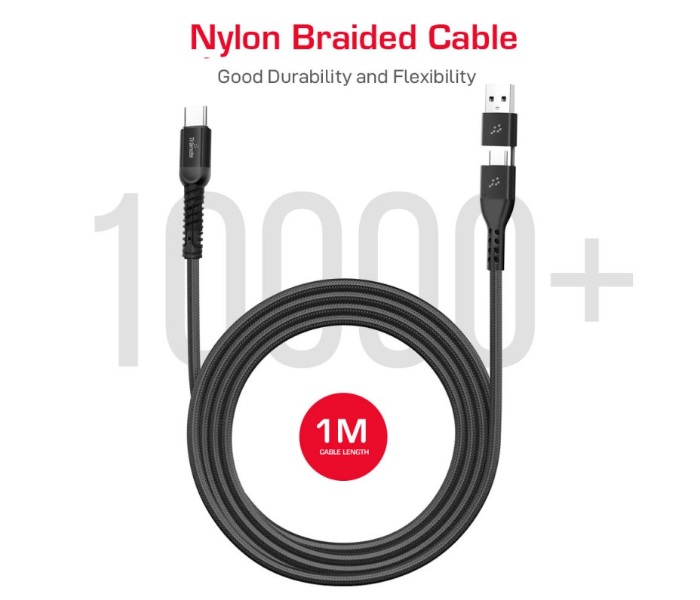 Trands TR-CA890 2 In 1 Type-C to Type-C and USB Cable - Black - Zoom Image 3