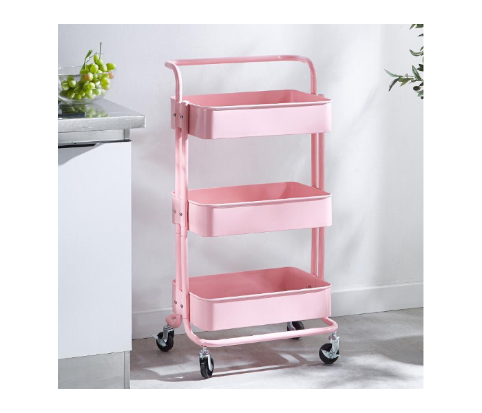 Baby Supplies Storage Rack with Rolling Wheel - Pink - Zoom Image