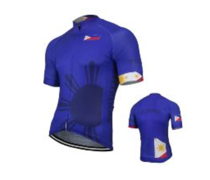 Full Zip Coolmax Polyester Cycling Jersey Philippine Flag Design Double Extra Large For Men - Blue - Zoom Image 3