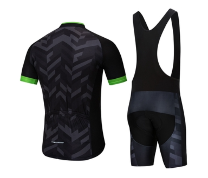 Mens Large Cycling Jersey Bib Set Full Zip Coolmax Polyester 9D Pad Cannondale - Green and Black - Zoom Image 2