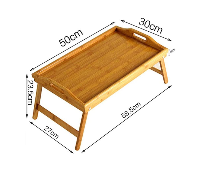 Bamboo Lazy Small Desk Student Laptop Folding Table - Wooden - Zoom Image 2