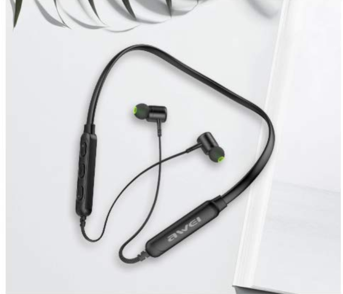 Awei G20BL Neckband Wireless Earphones - Black and Green - Zoom Image 3