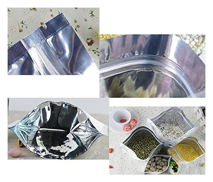 Rosymoment SBS-3094 12 Pieces Zip Lock Reusable Kraft Stand Up Food Pouches - Silver - Zoom Image 3