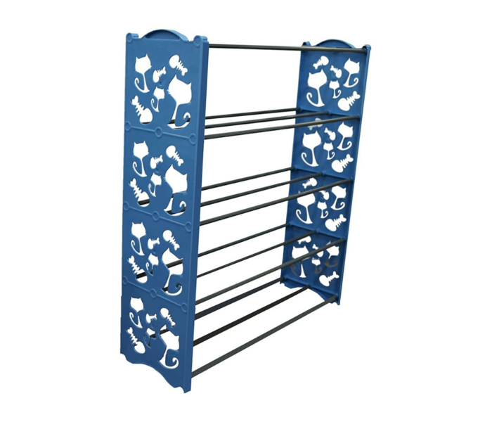 SR605 Plastic 4 Layer Shoe Rack - Blue and Black - Zoom Image