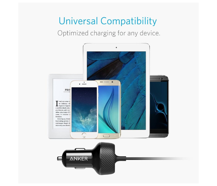 Anker A2214H11 Powerdrive 2 Elite 24W 2 Port Lightning Car Charger with 3 ft MFI Certified Lightning Cable - Black - Zoom Image 4