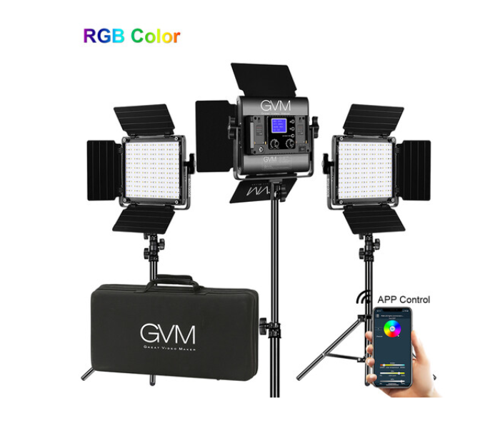 GVM 800D-RGB LED Studio 3-Video Light Kit - Zoom Image 2