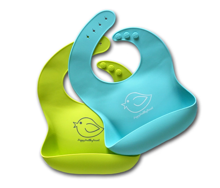 Set of 2 Comfortable Soft Waterproof Bib - Lime Green and Turquoise - Zoom Image