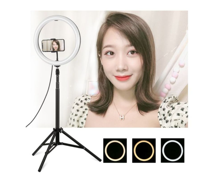 12 Inch Dimmable LED Photography Ring Light With Tripod Light Stand - Black - Zoom Image 2