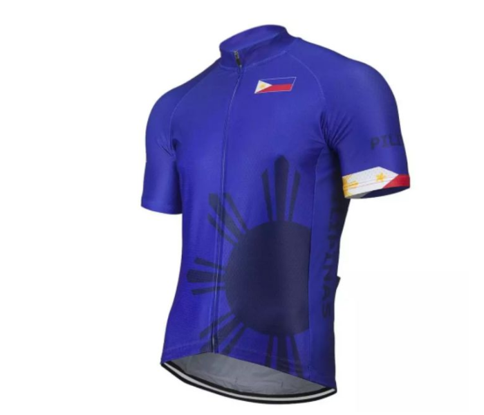 Full Zip Coolmax Polyester Cycling Jersey Philippine Flag Design Medium For Men - Blue - Zoom Image 1