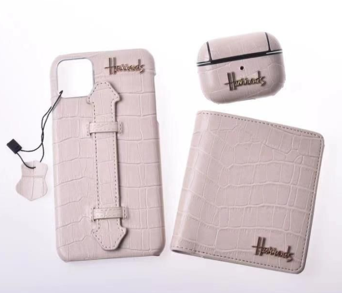 Harrods H1002 3 in 1 Leather Case Set For iPhone 12 - Gold - Zoom Image