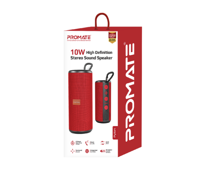 Promate Pylon 10W Portable Wireless Speaker - Red - Zoom Image 8