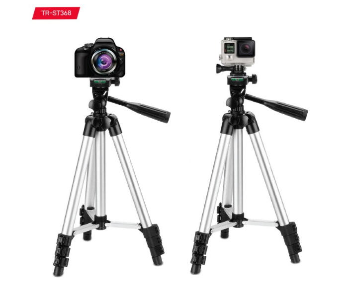 Trands TR-ST368 Tripod Stand with Mobile and Camera Holder - Black and Silver - Zoom Image 1