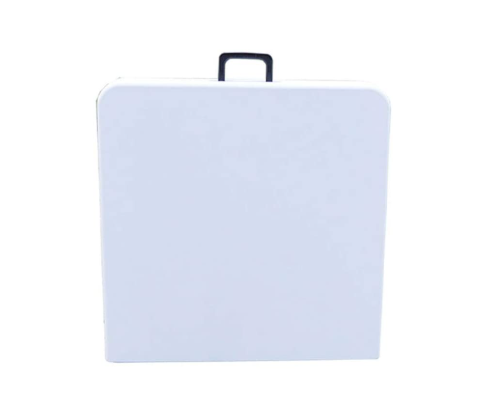 Fold in Half Banquet Portable Rectangle Folding Table with Handle - White and Grey - Zoom Image 2