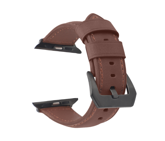 Promate Stitch-42ML 42mm Leather Watch Strap for Apple Watch Series - Brown - Zoom Image 1