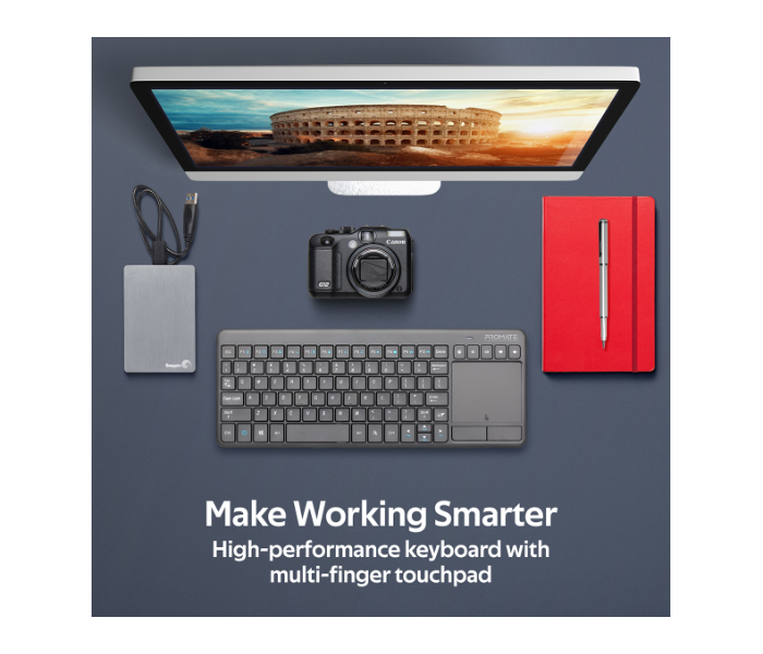 Promate Wireless English Keyboard with Touchpad - Black - Zoom Image 2