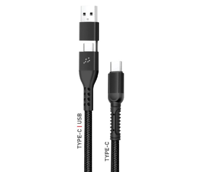 Trands TR-CA890 2 In 1 Type-C to Type-C and USB Cable - Black - Zoom Image 1