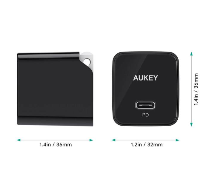 Aukey Y18 18W Power Delivery Wall Charger - Black - Zoom Image 4