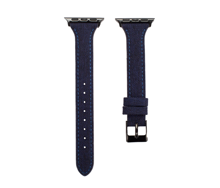 Promate TARTAN-38SM 38mm Canvas Watch Strap for Apple Watch Series - Dark Blue - Zoom Image 1