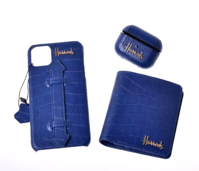 Harrods H4004 3 in 1 Leather Case Set For iPhone 11 - Blue - Zoom Image