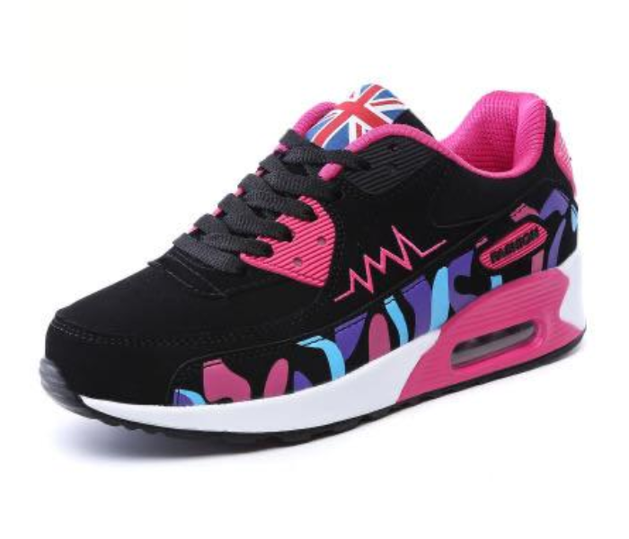 Leather Air Cushion EU-40 Sport Sneaker for Women - Black & Pink - Zoom Image