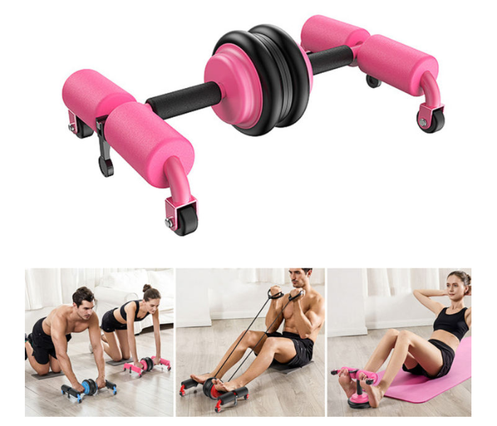 Multifunctional Abdominal Muscle Wheel Push-up Stand Fitness Equipment- Red - Zoom Image 2