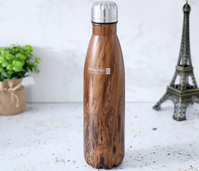 Royalford RF9475 500ml Stainless Steel Marble Design Vacuum Bottle - Brown - Zoom Image 1