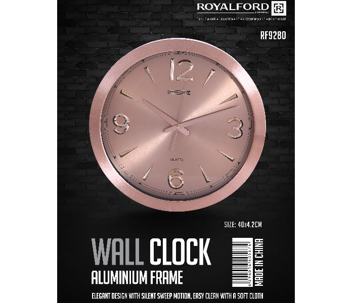 Royalford RF9280 Analog Wall Clock - Rose Gold - Zoom Image 2