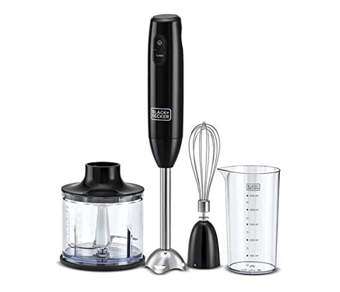 Black and Decker HB600-B5 600W 3-in-1 Hand Blender with Chopper and Whisk - Black - Zoom Image 1