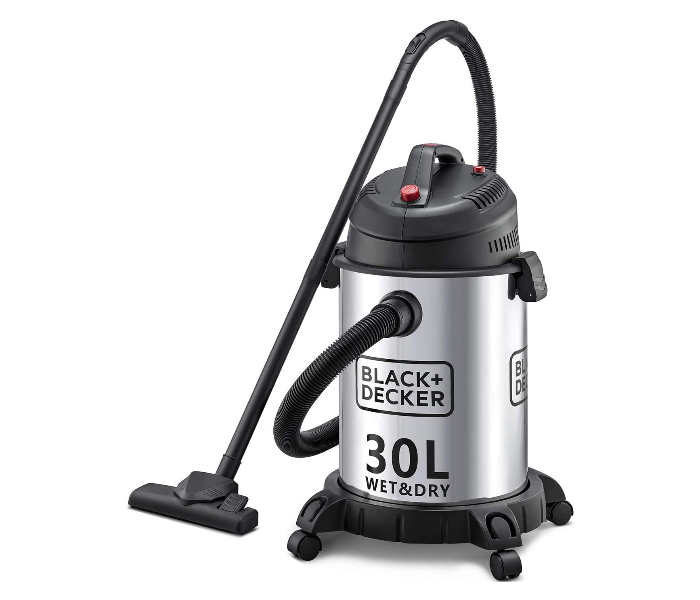 Black and Decker WV1450-B5 1610W Stainless Steel Drum Vacuum Cleaner with Wet and Dry Function - Black and Silver - Zoom Image 1